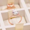 Rose Gold Sparkling Teardrop Halo Ring Women039S Wedding Present Designer Jewelry for P Sterling Silver Engagement Present Ring7293194