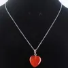 Natural Stone Necklace Jewelry Set for Woman Red Agate Heart Pendant Earrings Bridal Wedding Set O9492