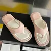 New Ladies Slippers Luxury Designer Sandals Flat Rubber Beach Shoes Thick Bottom Sheepskin Foaming Outsole Candy Color Bread Flip-flops 2cm 35-40