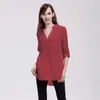 Polos pour femmes col en V grande taille ample à manches longues chemise décontractée dame OL Style hauts femme vêtements Blusas femmes classique en mousseline de soie Blouse