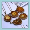 Pendant Necklaces Inspired Jewelry Sunflower Grainy Natural Druzy Pendant Handmade Gold Plating Necklaces For Women Drop Dhseller2010 Dhuh9