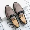 Schoenen loafers mannen kleur blokkeren faux suède gepersonaliseerde pu riem buckle fashion business casual feest dagelijkse advertentie f