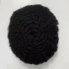 Piel de cabello humano brasileño Base de PU 6 mm Afro Curl Toupeees Toupee para hombre para África América Negro Sistema de reemplazo de pelos naturales para hombre