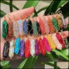 Collane con ciondolo Oro Sier Wire Wrap Chakra Stone Point Pendum Pendant Healing Crystal Reiki Charms per collana Jewelr Dhseller2010 Dhhgp