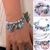 925 argento fit Pandora braccialetto di fascino perline colore oceano sirena stella marina tartaruga conchiglie cuori charmes ciondoli gioielli fai da te gioielli di perline