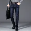 Herren Jeans Klassischer Stil Herren Schwarz Blau Regular Fit Jeans Business Casual Stretch Denim Hosen Männliche Markenhose 220831