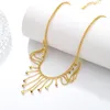 Andere sieraden sets trendy koper met kralen kerstcadeau mode elegante vrouwen glanzende ketting vergulde oorbel 220831