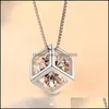 Pendant Necklaces New 925 Sterling Sier Women Necklaces Fashion Love Cube Pendant High Quality Zircon Clavicle Chain Jewelry Length 4 Dhie1