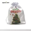 Sublimation Christmas Candy Handbags Blank White DIY Thermal Transfer Bag Drawstring Wristlets Pocket Storage Package Gift Jewelry Bags