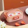 Ensembles de vaisselle Kawaii Boîte à lunch portable pour les filles École Enfants Pique-nique en plastique Mignon Bento Lunchbox avec compartiments Conteneurs de stockage