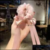 Porta coda di cavallo Dolce rete Filato Cravatta per capelli Bowknot Streamer Intestino crasso Cerchio Scrunchies Corda per la testa Retro Accessori francesi C3 Dr Dhj4U