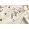 Clothing Sets Spring Autumn Infant Baby Girls Knit Long Sleeve Flower Coat Braces Rompers Clothing Sets Kids Girl Suit Clothes 03Yrs 220830