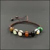 Charm Bracelets Handmade Seven Chakras Beaded Braided Stone Bracelet Brown Rope Hand Strings For Women Friendship Craft Dhseller2010 Dh0Ht