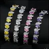 Pulseras con dijes Pulsera de tenis CZ chapada en oro blanco para niñas Mujeres Fiesta Boda Bonito regalo Amigo 3739 Q2 Drop Deliver Dhseller2010 Dhqqv