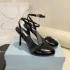 Classique Designer Sandales Haute Qualité Femmes Robe De Mariée Chaussures Open Edge Mode Tête Ronde Diapositives 100% Cuir Sandales À Talons Hauts Avec Boîte NO409