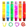 LED Flash Pop Tubes Sensory Toy Toy Adult Stress Coloque brinquedos Bellows de plástico Crianças Rave Squeeze Toy