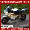 Carénages de moulage par injection pour Daytona 675 R CC 675R 02 03 04 05 06 07 08 Kit 148No.110 675CC 2002-2008 Daytona675 2002 2003 2004 2005 2006 2007 2008 Carénage OEM blanc brillant