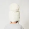 Casquettes Chapeaux Grand Pompon Hiver Bébé Chapeau Coton Tricot Enfants Bonnet pour Garçons et Filles avec Doublure Polaire Bomber Enfants 220830