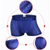 Caleçon 2022 respirant glace soie solide hommes Cool sous-vêtement U convexe conception sous-vêtements maille Sexy Boxer troncs taille basse Sport