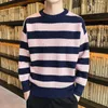 Männer Pullover Koreanische Gestrickte Männer Frauen Harajuku Casual Baumwolle Pullover Tate Langdon Gleichen Stil Grün Gestreifte Tops Herbst 220830