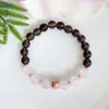 MG1571 Strand Womens Rose Quartz e Smoky Quartz Gemstone Bracelet Chakra Chakra Wrist Mala cura cristais de braceletes de mi￧angas