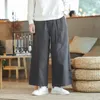 Ethnic Clothing 2022 Chinese Style Cotton Casual Pants Retro Loose Large Size Wide Leg Dress Vintage Black Linen Flax