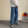 Męskie dżinsy wiosna letnia odzież uliczna luźna moda koreańska luźna prosta szerokie spodnie nogi męskie ubranie czarny jasnoniebieski 220831
