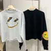 22 autumn we11done hoodie hand painted smiling sweater Korean style loose high collar casual top