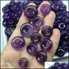 Stone 10Pcs/Lot 20Mm 30Mm 40Mm Natural Amethyst Stone Beads Donuts Shape Loose For Jewelry Making Ring Circle Pendants C3 Drop Deliver Dhguc