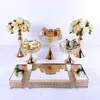 Ustensiles de cuisson or 8-16 pièces galvanoplastie métal cristal gâteau support ensemble affichage mariage fête d'anniversaire Dessert Cupcake plaque support