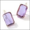 Studguldf￤rgade f￤rgst￤nger Glass Crystal Rhinetsone Stud￶rh￤ngen f￶r kvinnor Square Zircon Earings smycken Br￶llopspresent Drop Delivery 2021 D DH2O7