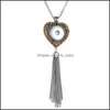 Pendant Necklaces Fashion Heart Crystal Tassel Necklace 18Mm Ginger Snap Pendant Necklaces For Women Jewelry Gifts Drop Delivery 2021 Dhfnh