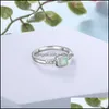 Pierścienie klastrowe pierścienie klastrowe Prawdziwe 925 Sterling Sier White Fire Opal Clear Zirconia Crystal zaręczynowe obrączki Women S925 Biżuteria Dhi6Y