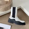 2022 Nya däck Chelsea Platform Boots Designer Shoes Top Wave Colored Rubber Outsole Elastic Webbing Outdoor Martin Ankel Luxury Men Women