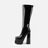 Fashion Knie High Stiefel Designer Pferdeschuh Schnee Frauen 12 cm Super High Heel Damen Leder 2022 Rei￟verschluss Lexury Schuhe