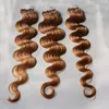 100g / lote Micro Anel Loop Extensões de Cabelo Humano Brasileiro Onda Corporal 100 Fios 1 Natural Marrom Escuro Cor Vermelha 613 Loira