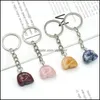 Sleutelringen Helende Reiki Chakra Natural Stone SKL Key Rings hanger Keychain Crystal ChakraS Quartz Chains sieraden Toegang Dhseller2010 Dhysu