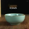 Skålar 4.5/5inch longquan celadon ris skål kinesisk keramik servis hem soppa frukt sallad bordsware container hantverk gåva