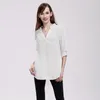 Polos pour femmes col en V grande taille ample à manches longues chemise décontractée dame OL Style hauts femme vêtements Blusas femmes classique en mousseline de soie Blouse