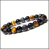 Beaded Strands naturliga stenpärlor armband för kvinnor män lava rock tiger eye healing energi pärlkedjor armband mode mjfashion dhjho