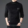 Suéteres masculinos Sweater Sweater de veludo de inverno Moda Mock Pushart Pullover espessante Marca de luxo Casual Men Bottoming 220830
