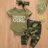 Completi di abbigliamento Neonate Ragazzi Vestiti Set Camouflage Manica corta Lettera Tuta stampata TopPantaloni Vestiti per bambini Estate Autunno 220830