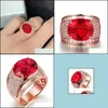 Band Rings Luxury Ruby Ring For Women Geometry Classic Sier Jewelry Large Gemstones Rings Drop Delivery 2021 Vipjewel Dhjbe