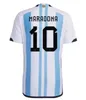 3 stars argentina FINAL Soccer Jersey 22 23 champions DI MARIA J. ALvarez E. FernAndez Football Shirts 2022 DYBALA MARADONA Men Kids kit uniform pre Player Fans version