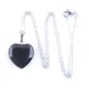 Natural Stone Necklace Jewelry Sets For Woman Black Agates Heart Pendant Earrings Bridal Wedding Set O9494