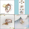 Pierścienie zespołowe pierścienie serce Pięknie Rose Gold wypełnione hurtową 18K Diamentowe zaręczynowe moda biżuteria Krzyż Drop dostawa 2021 Yydhhome Dhktf