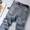 Mens Jeans Classic Style Business Casual Advanced Stretch Regular Fit Denim Trousers Gray Blue Pants Male 220831