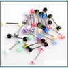 Tongue Rings 100Pcs/Lot Body Jewelry Fashion Mixed Colors Tongue Tounge Rings Bars Barbell Piercing C3 Drop Delivery 2021 Mjfashion Dhgt7