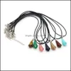 Colares pendentes pendum reiki cura pingente de cristal energia de pedra de pedra colares de cadeia de corda de moda masculino jewelr dhseller2010 dhgcj