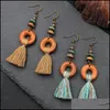 Dangle Chandelier Bohemian Fringe Tassel Dangle Earrings For Women Ethnic Green Yellow Color Drop Earing Geometric Woo Dhseller2010 Dhvgs